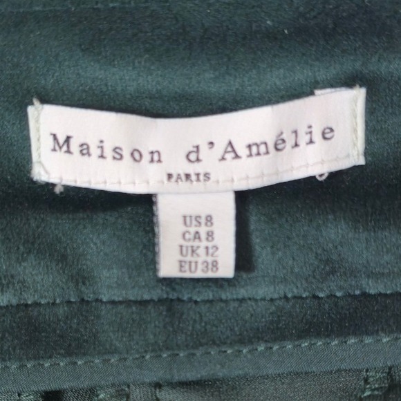 Maison D Amelie Paris Velvet Flare Sailor Button Pants Emerald Green Size 8 - Picture 3 of 9